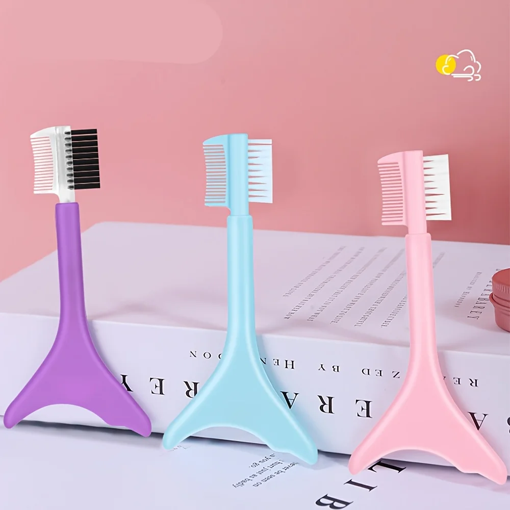 3-piece multifunctional silicone makeup tool set, featuring eyeliner brush, mascara brush, and eyebrow comb with nylon bristles