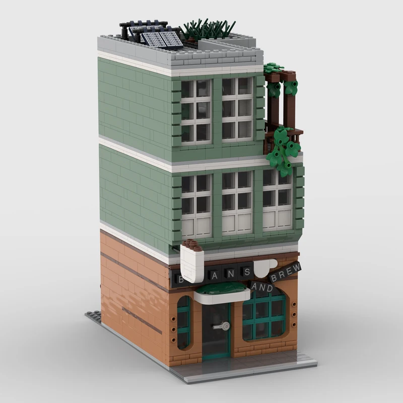 

1651 шт. MOC в зернах и заваривание кофейни и квартиры модульные модульные здания строительные блоки Рождественский подарок продвинутый DIY креатив