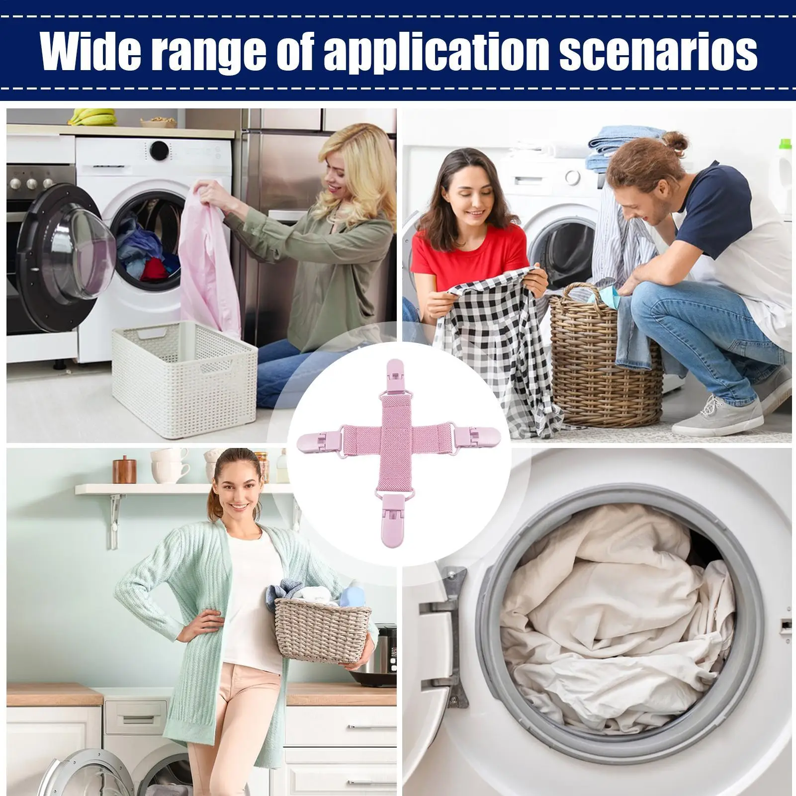 Bed sheet detangler with four clips Household Laundry Blankets Detangling Clips Household Washing Machine Sheet Cleaning Supplie