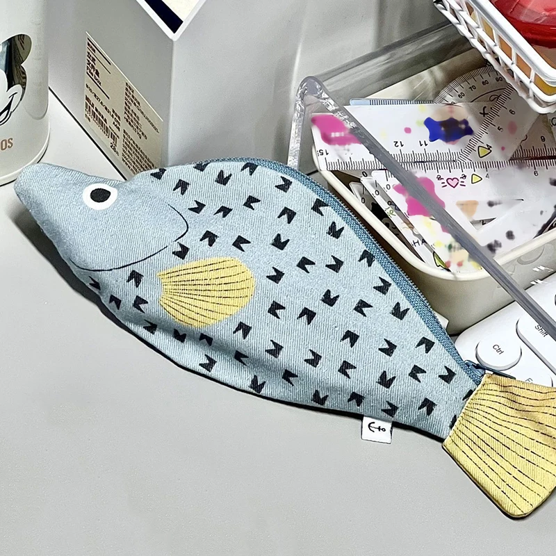 Creative Cute Simulated Grouper Shape Pen Bag Students Large Capacity Pencils Bag Funny Cute Stationery Storage Bag Gifts