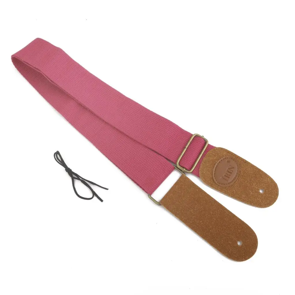 Canvas Rose Red Guitar Strap Adjustable Length Bass Strap Metal Tabs Sturdy for Acoustic Guitar Players