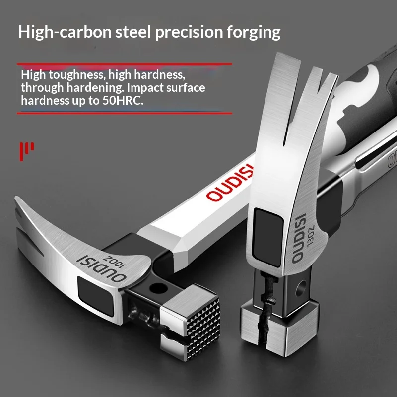 Stainless Steel Hammer Integrated Iron Hammer for Woodworking Nail Pulling Wrought Iron Small Hammer Tool