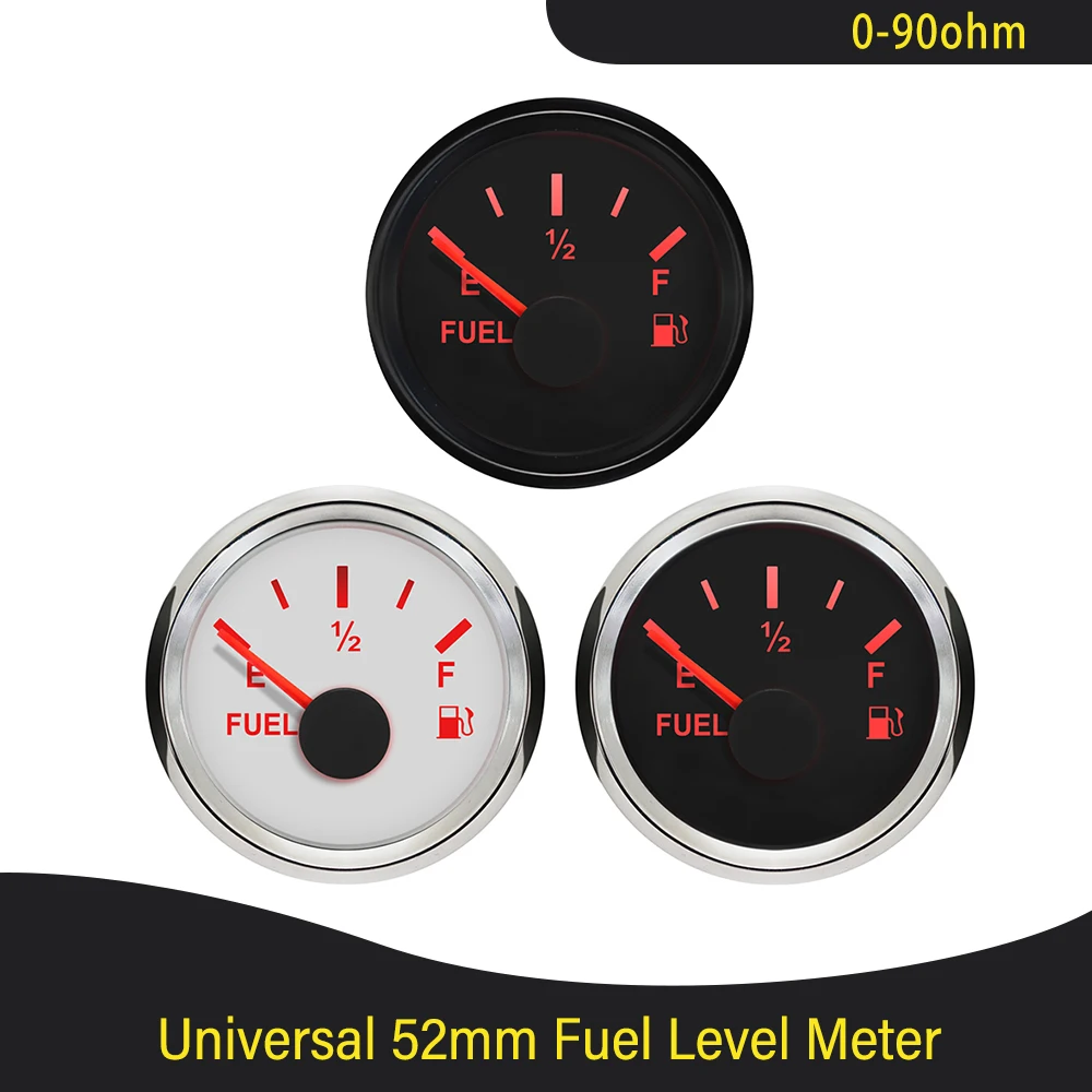 

Newest Waterproof Dustproof 52mm Pointer 0-90ohm Fuel Level Gauge with Red Backlight Fit Motorcycle Car Boat Universal 9-32V