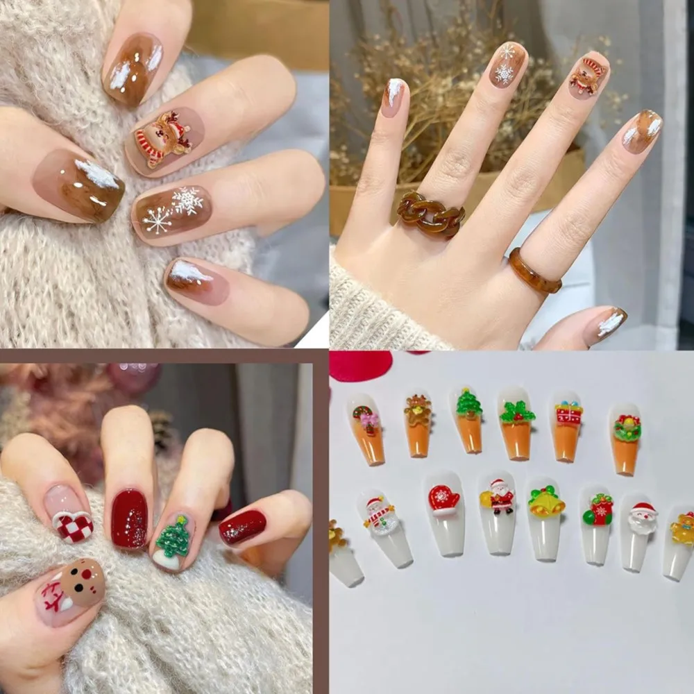 30/50 قطعة ثلاثية الأبعاد الكرتون الراتنج عيد الميلاد سلسلة مسمار السحر Kawaii ثلج سانتا كلوز شجرة عيد الميلاد الراين مهرجان مستلزمات الأظافر
