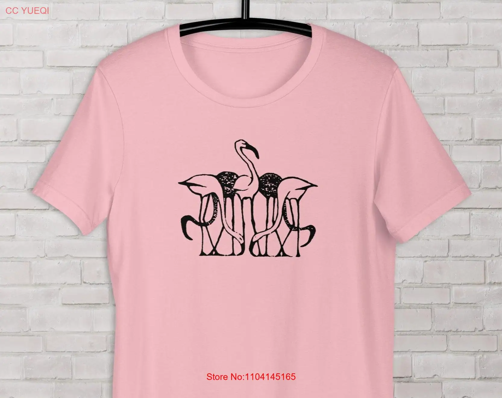 Birds Art Nouveau T Shirt Five flamingos featuring vintage Nederland by Gerrit Willem Dijsselhof 1892