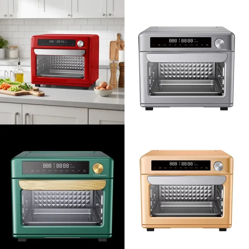 for  Household Kitchen Air Fryer Oven Digital Toaster with Double Glass Door Low Fat Healthy Cooking Appliance