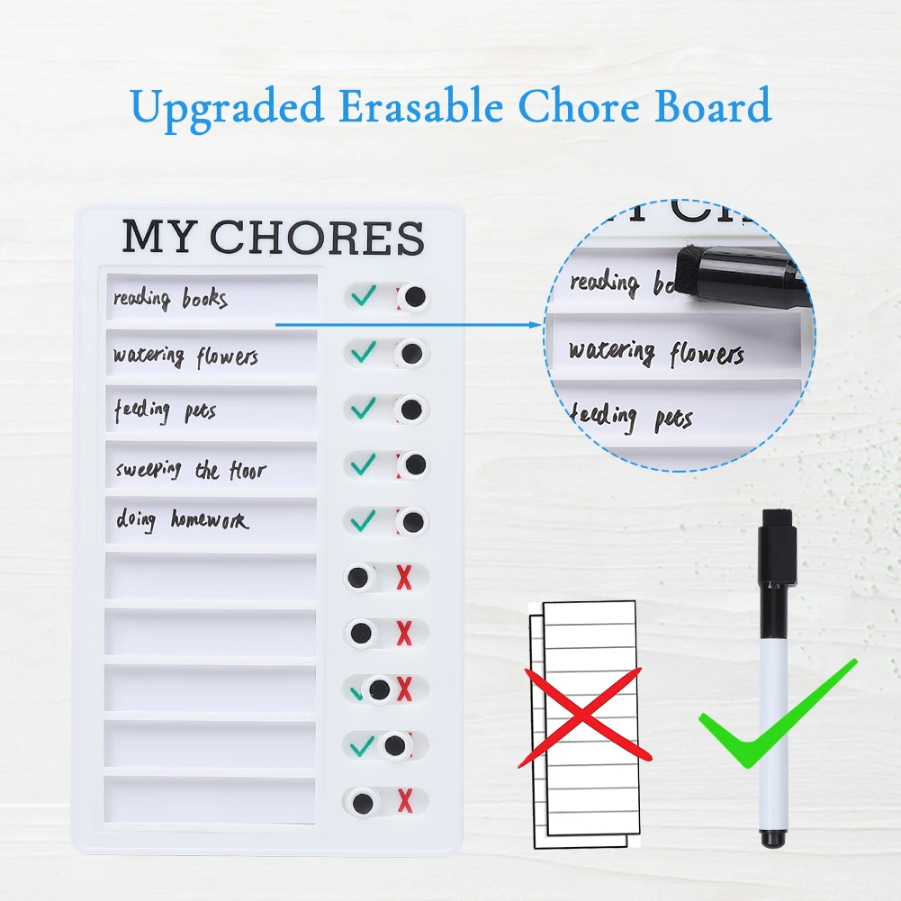 Blank Chore Chart 2 PCs Detachable Message Board 4.7x7.9 Inch Plastic Board With 2 Pieces Erasable Marker Pens Dropship