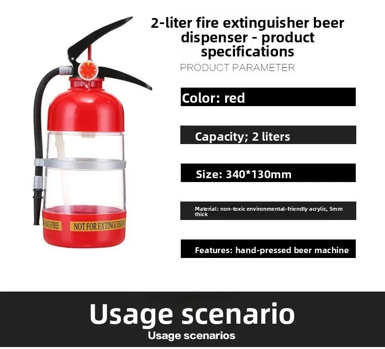 Vintage Red Extinguisher Design Liquor Dispenser Cocktail Wine Pouring Bottle Pub Counter Man Cave Decorative Beverage