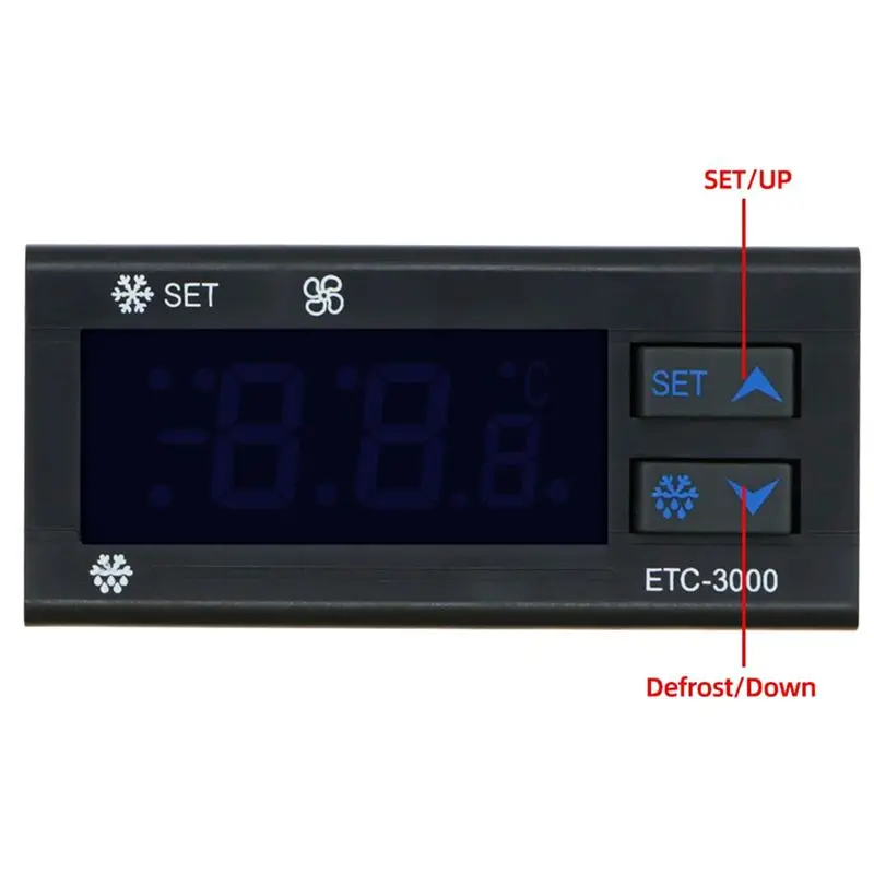 DT17 5X ETC-3000 Mini Temperature Controller, Refrigerator Thermostat Regulator, NTC Dual Sensor 220V, Digital Display for