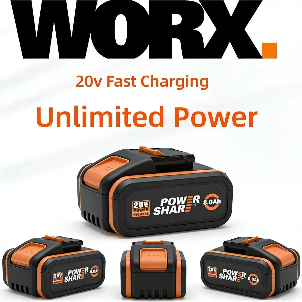 

WORX 20V 8.0Ah PRO High Capacity Li-ion Battery, Double Runtime, Compatible with WORX WA3553 WA3551 WA3553.1 Nitro Series Tools