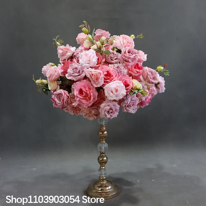 Weiße Rosen-Kunstblumen-Läufer, Hochzeits-Hintergrund-Dekoration, Blumenball-Arrangement, Blumenreihe, Dekorationsartikel für Bankette, Partys und Events – Detail 9