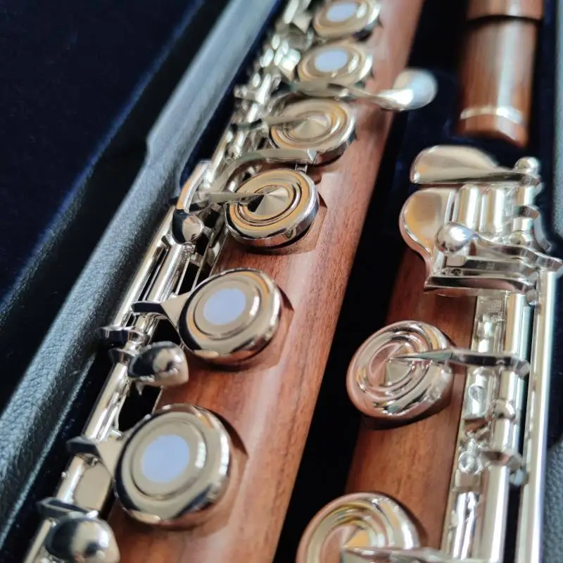 Wood Flute Mahogany Material 17 Hole E Key Split Verification Examination Instrument