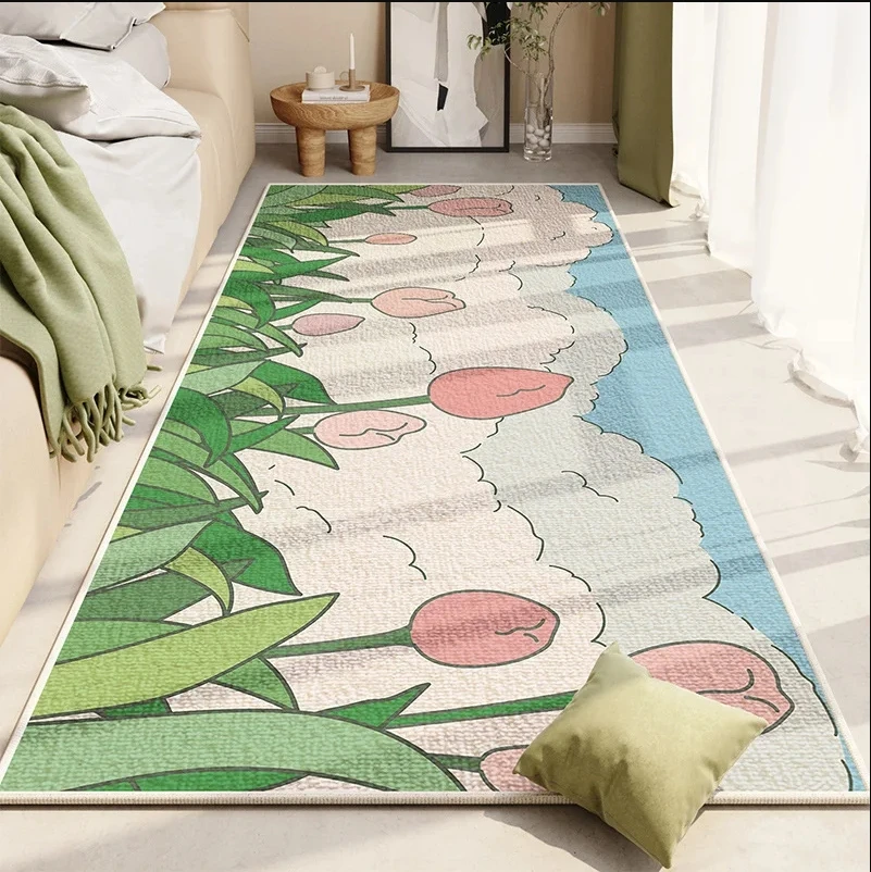 VIKAMA Blanket Ins Style Simple Small Fresh Flower Carpet Personalized Creative Crystal Velvet Bedroom Non-slip Footpad