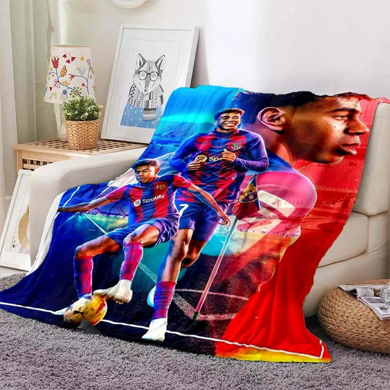 Lamine Y-Yamal No.19 Football Star Print Flannel Throw Blanket Soft Plush Warm Sofa Bed Cover Sports Fan Home Decor BirthdayGift