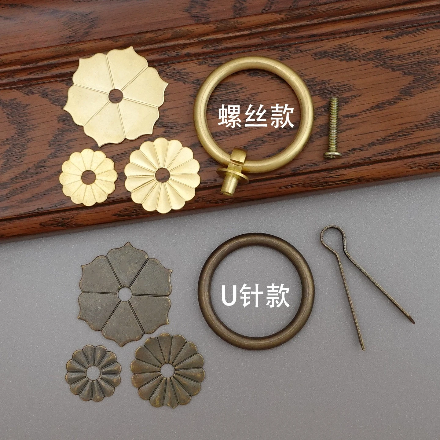 Pure copper thickened solid pull ring new Chinese antique drawer copper handle desk mahogany furniture retro classic handle