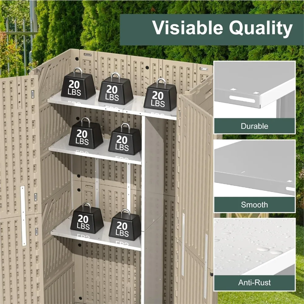 رف تخزين معدني مقاوم للطقس في الهواء الطلق لـ 60 خزانة أدوات مكعبة للقدم، مثالي للتخزين العمودي مع البراغي والصواميل #5