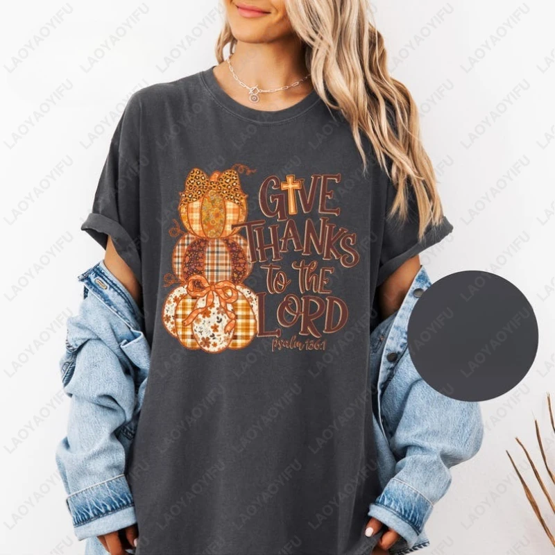 كريستيان يسوع الصليب الخريف تعطي شكرا الرب القمم شاكرين ممتن ليوبارد اليقطين الموسم القطن التي شيرت الرجال النساء الإيمان تيز