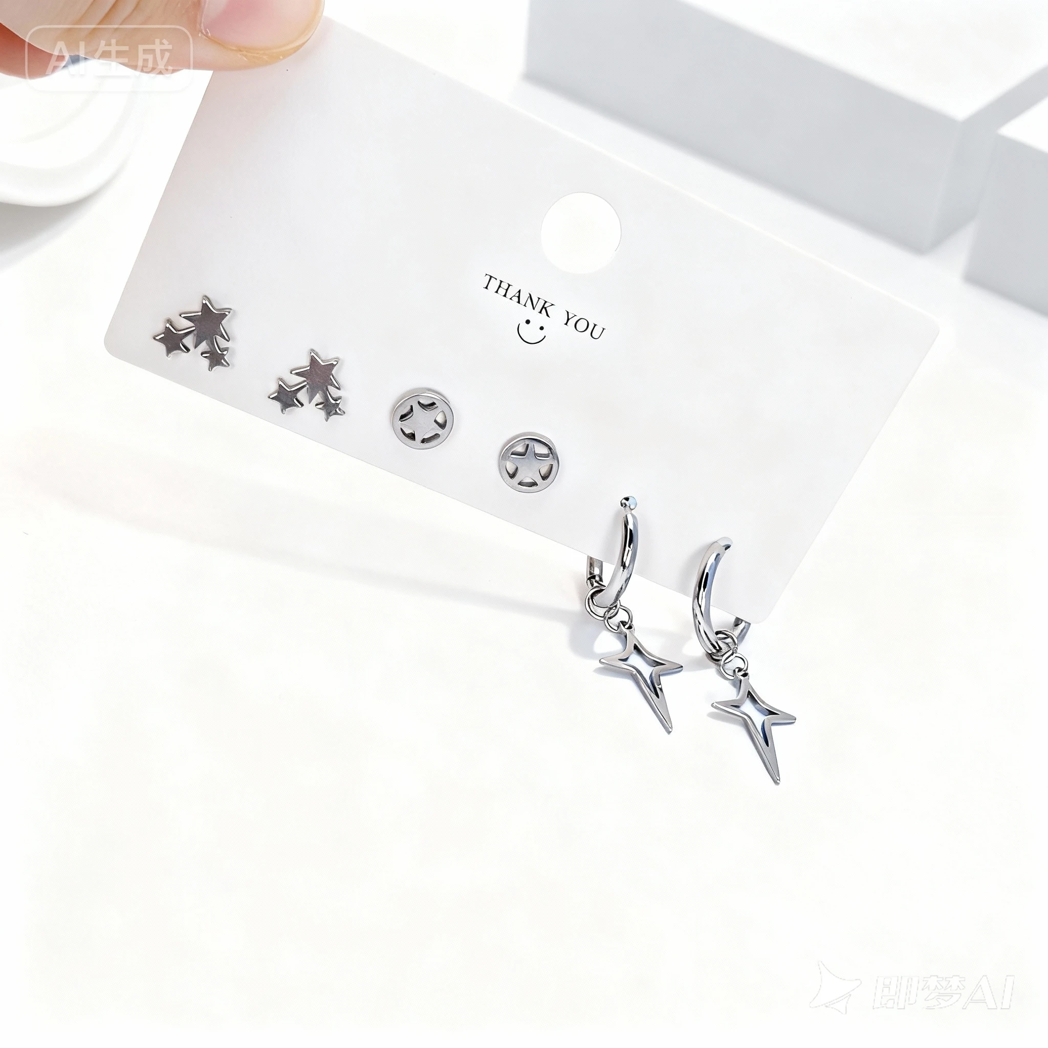 5 Pairs Cute Long Romantic Star Stainless Steel Piercing Hoop Earring Set for Man Woman Teens Jewelry Y2k Accessories Trendy New