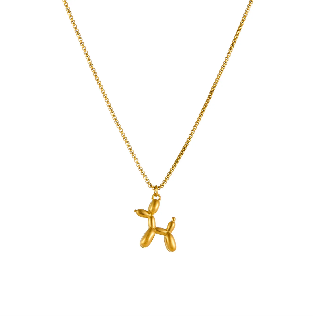 New Cute Gold Color Balloon Dog Pendant Necklace Men Women Creative Animal Fashion Clavicle Chain Necklace Jewelry Gift image 5