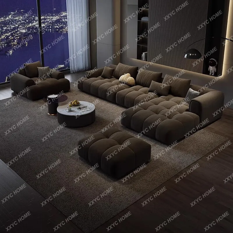 ML Cream style minimalist fabric puff sofa living room corner concubine combination