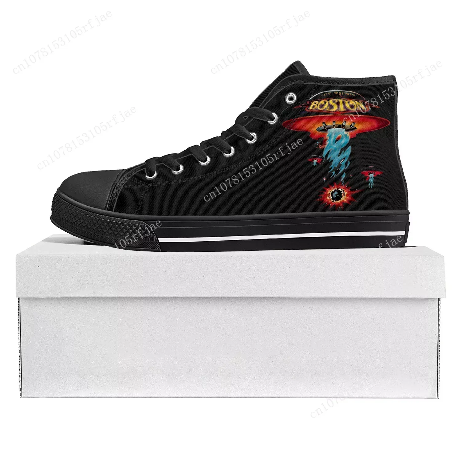 

Boston Rock Band High Top High Level Sneakers Mens Womens Teenager Canvas Sneaker Casual Spaceship Couple Shoes Custom Shoe