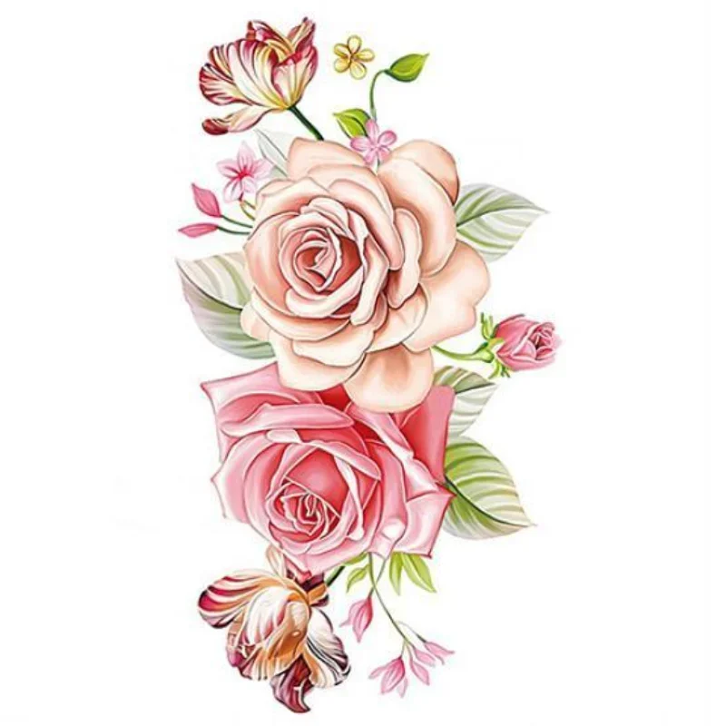 Tattoo Sticker Women's Body Art Waterproof Peony Flower Arm Leg Back Temporary