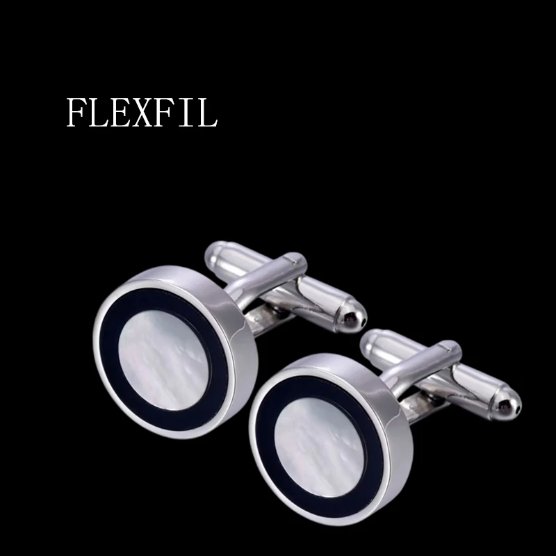 FLEXFIL Luxury Shirt Cufflinks for Men's Brand Cuff Buttons Cuff Links Gemelos High Quality Shell Wedding Abotoaduras Jewelry