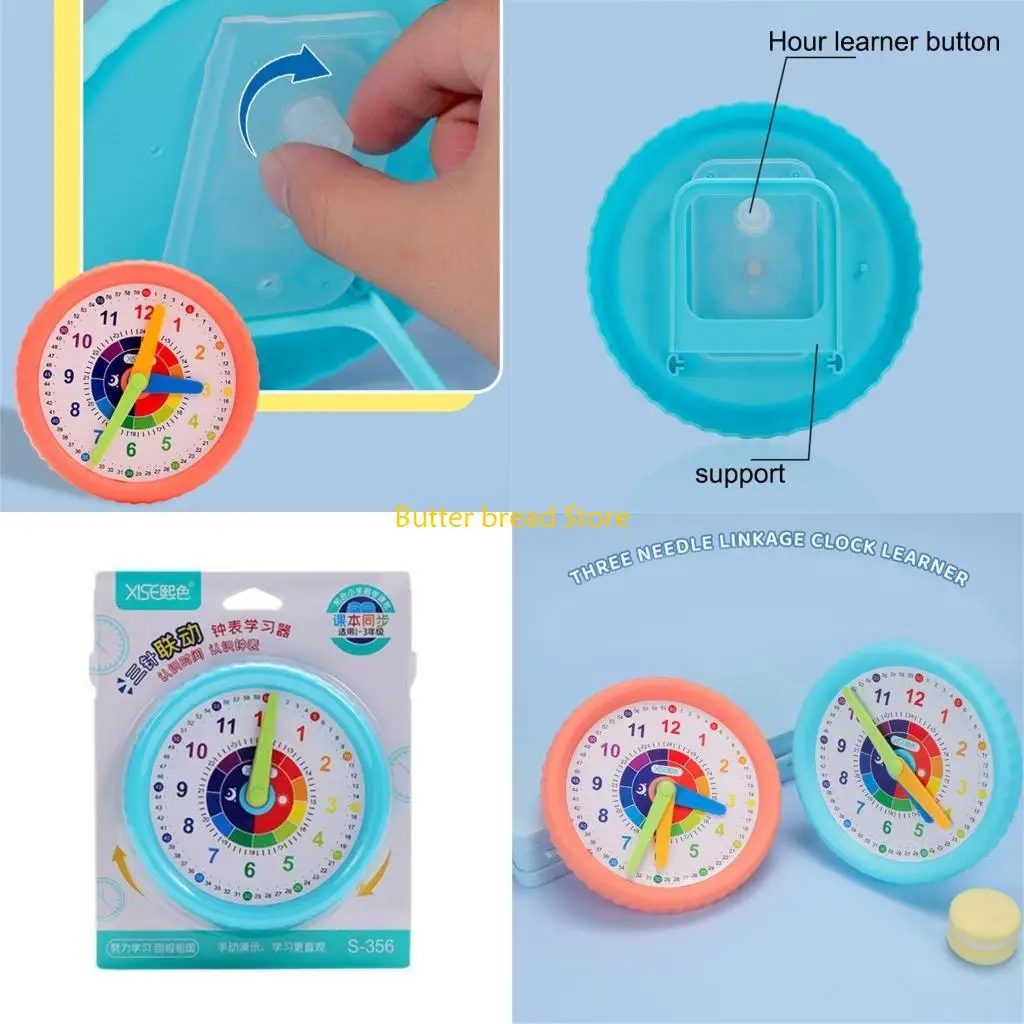 W89C 5Inch Desktop Educational Clock Moveable Hands For Children Ages 3＋ Classroom Bedroom Living Room Home Decoration