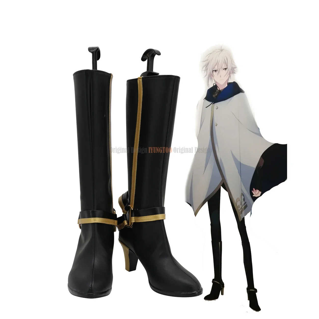 

Idolish 7 Tenn Kujo Cosplay Boots High Heel Black Shoes Custom Made