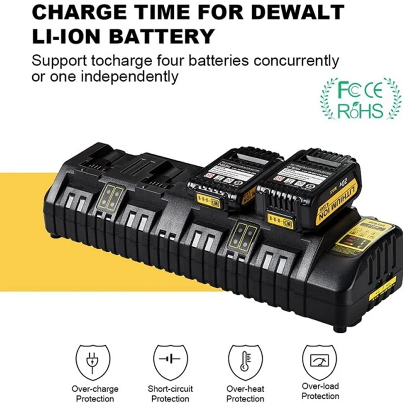 Battery Charger For Dewalt 20V Lithium-ion Battery DCB104 DCB102 Li-Ion Battery DCB118 DCB1418 DCB140 DCB183 DCB200 USB Out 5V