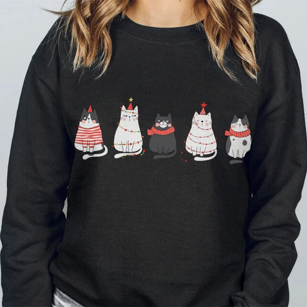 Cat Christmas Sweatshirt Meowy Xmas Sweater Cats Lovers Pullover Cat Owners Mum Jumper Gift Merry Christmas Winter Season Outfit