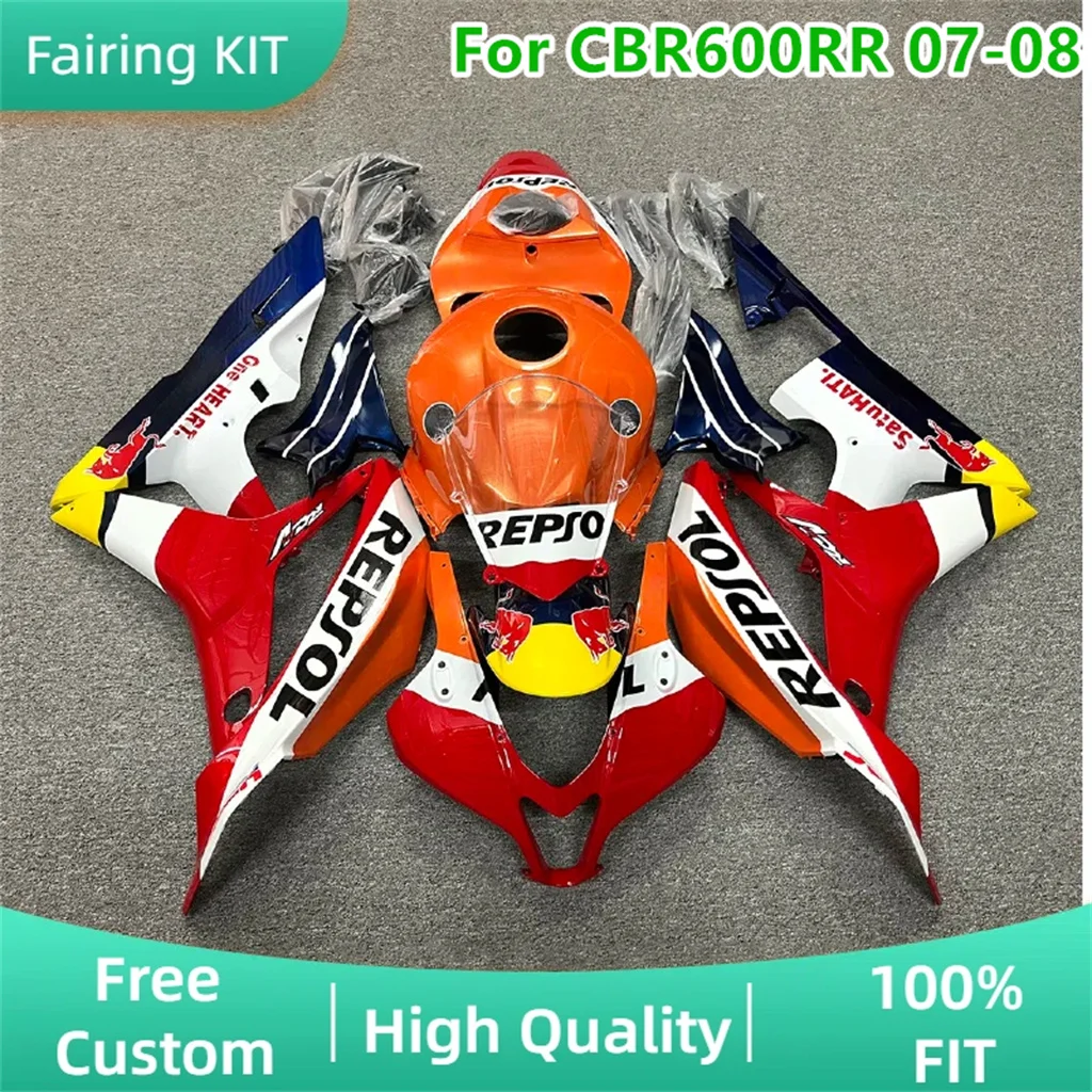 

Полный комплект обтекателей Prime, подходящий для HONDA CBR600RR 2007 2008 CBR600 RR 07 08 CBR 600RR, 100% подходит для литьевой формы, кузов спортивного велосипеда