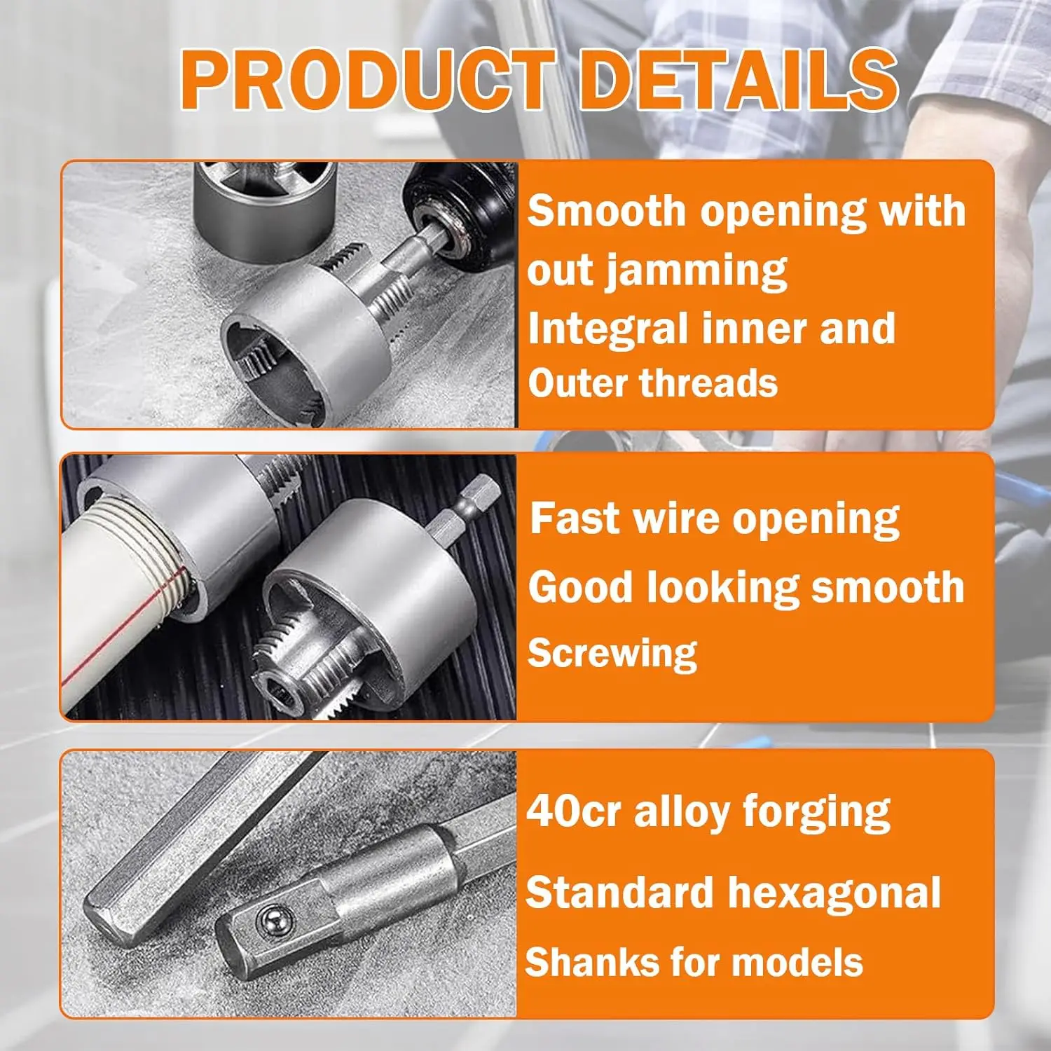 2-in-1 Internal & External Pipe Threading Tool – 1/2” & 3/4” PVC/PPR/MPP Pipe Threader Set, Tungsten Steel, Detachable, For Electric Drill DIY Plumbing Repairs