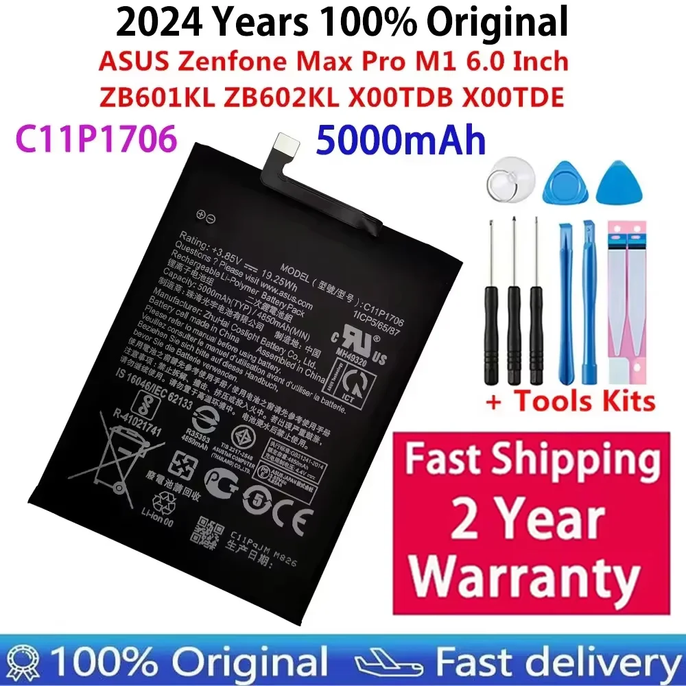 

100% Original High Capacity C11P1706 Phone Battery For Asus ZB601KL ZB602KL X00TDB X00TDE 4850mAh+Free Tools