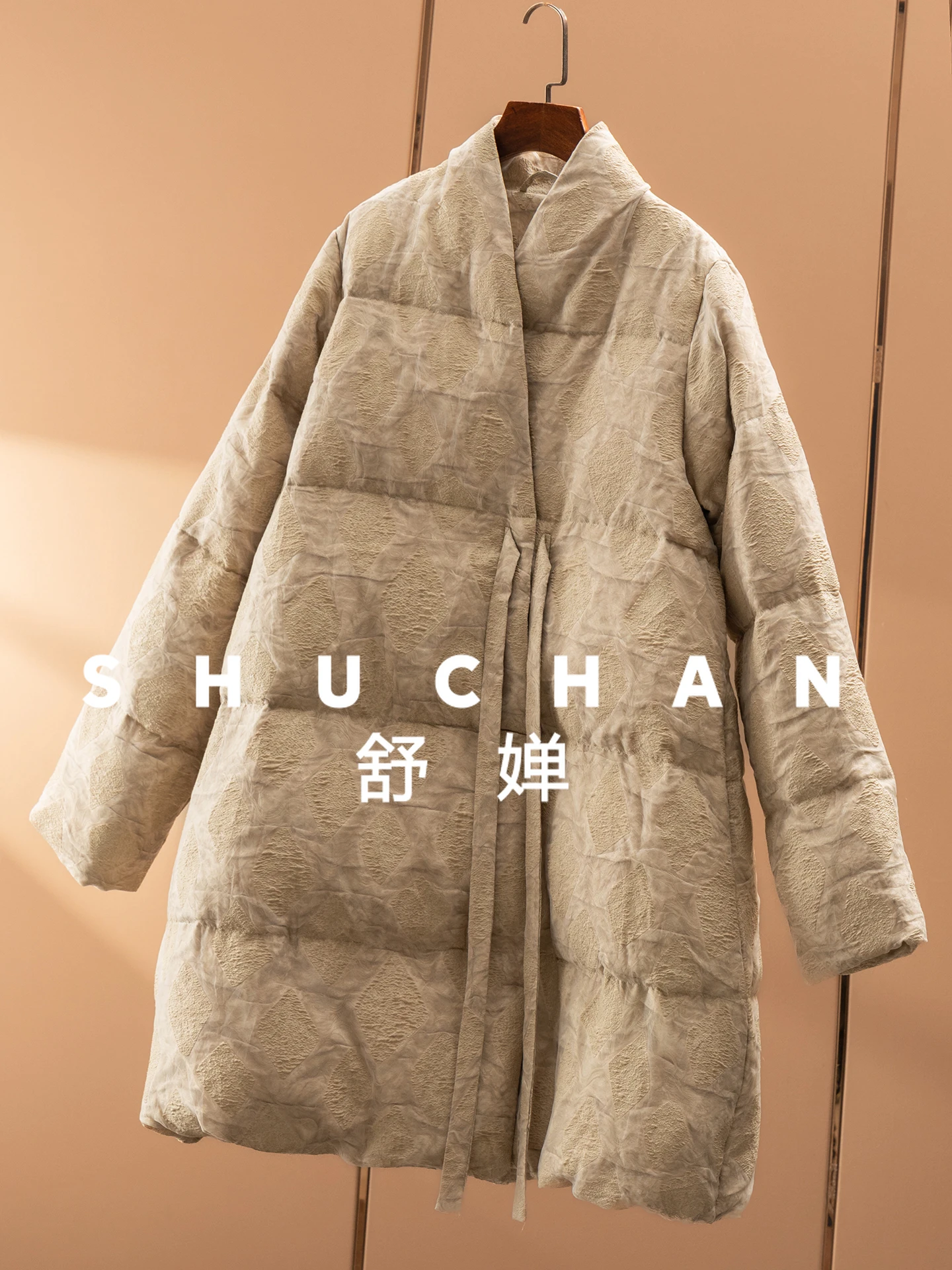 جديد الصينية الملمس الجاكار 90 الأبيض أوزة أسفل سترة متوسطة وطويلة للنساء 04J5 #5