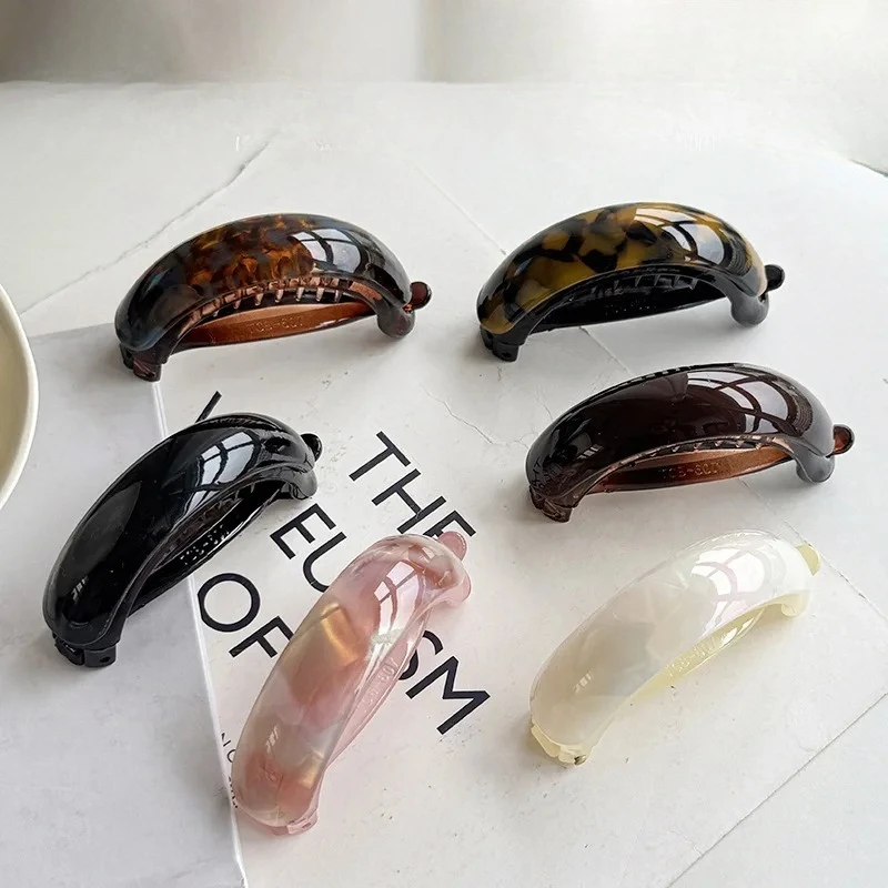 1pc Korean Acetate High Ponytail Holder Minimalist Back of Head Hair Claw Twist Banana Clip Horizontal Top Pin