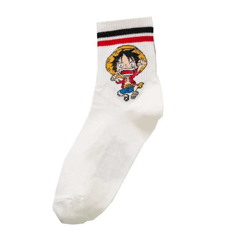 Kaus kaki Anime One Piece kartun Luffy Chopper katun siswa putih panjang pendek Boat kaus kaki rajut hadiah anak-anak