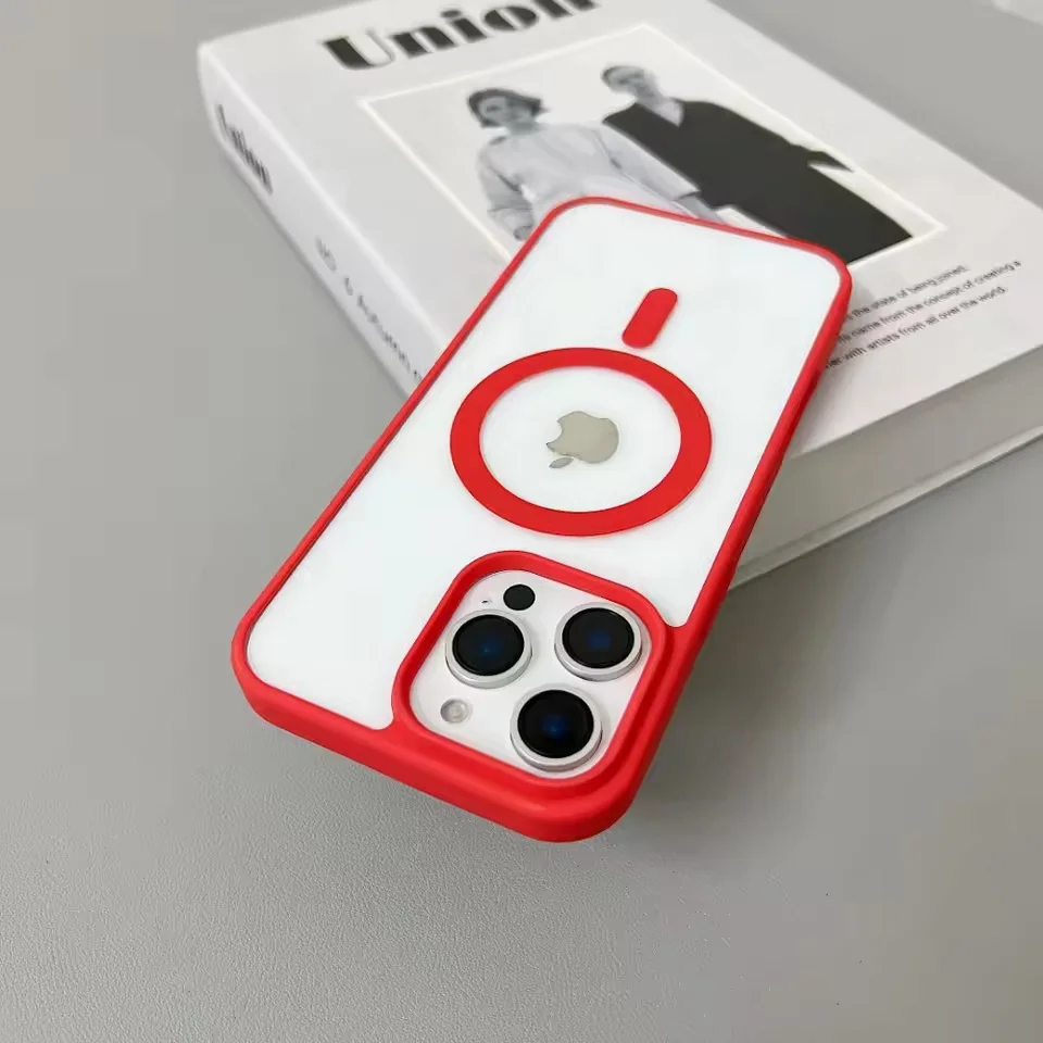 

Shockproof TPU+PC Hybrid Phone Case For iPhone 14 13 12 11 Pro XS Max X XR 7 8 2020 2022 Candy Color Magnetic Transparent Cover