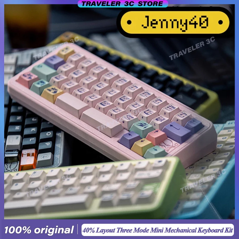 NEW Jenny40 Customized Mini Mechanical Keyboard Kit 40% Layout Three Mode Wireless QMK VIA VIAL 2000mAh Hot Swap Gasket Gift PC
