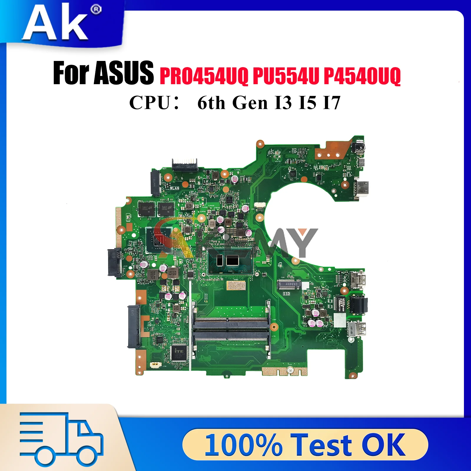 

P4540UQ Материнская плата для ноутбука ASUS ProArt PRO454UQ P4540U PU554U P4540UQ Материнская плата для ноутбука с процессором I3 I5 I7 100% tests OK stk