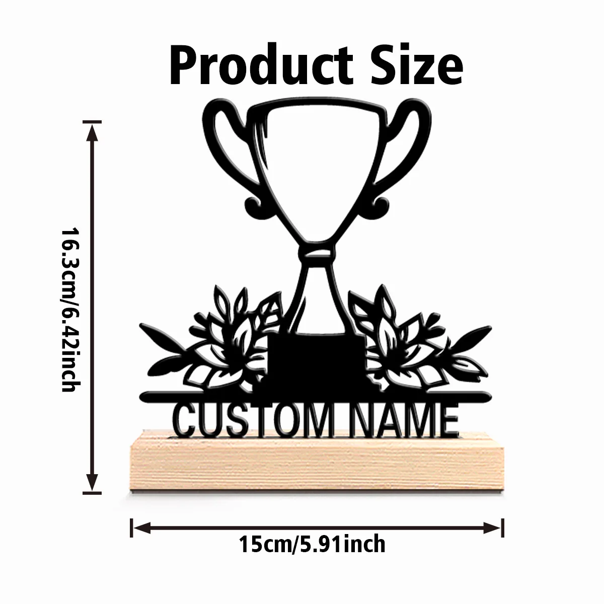 1 قطعة أنيقة شخصية مخصصة الجوائز والزهور تماثيل معدنية فن معدني مع قاعدة خشبية غرفة نوم ، غرفة المعيشة ، سطح المكتب ديكو