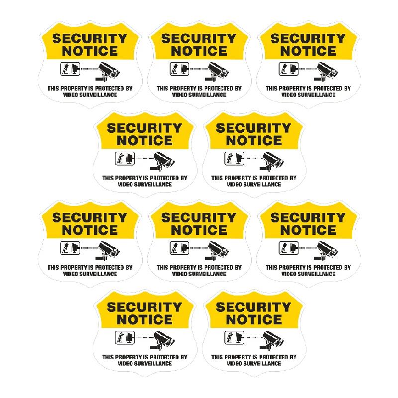10 قطعة 8.3*7 سنتيمتر "محمية بالمراقبة بالفيديو" ملصقات ، علامات إشعارات السلامة ، ملصقات لاصقة عاكسة ، ملصق تحذير #1