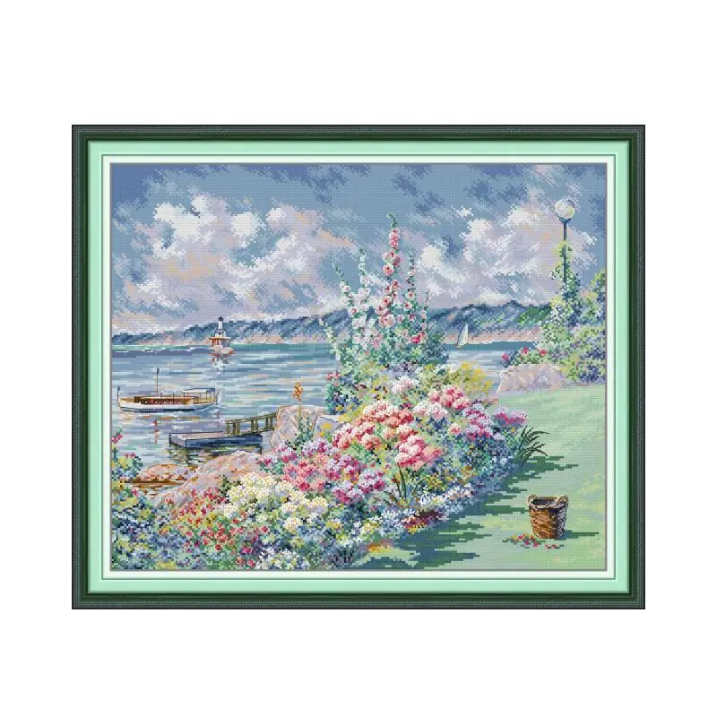 Flower Coast cross stitch kit cartoon 14ct 11ct count print canvas stitches embroidery DIY handmade needlework