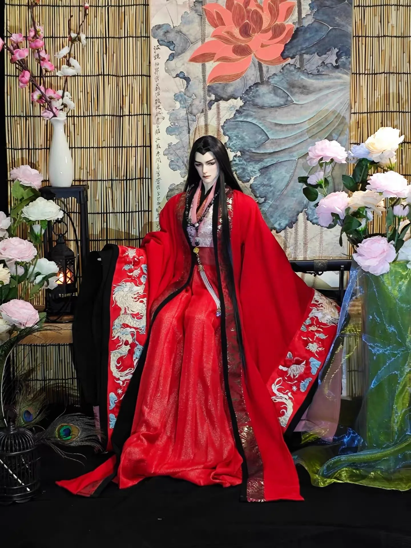 1/3 BJD Clothes Ancient Costume Dress Hanfu Robe Samurai Outfit For Longhun73 ID75 Strong Body Uncle Doll Accessories A2180