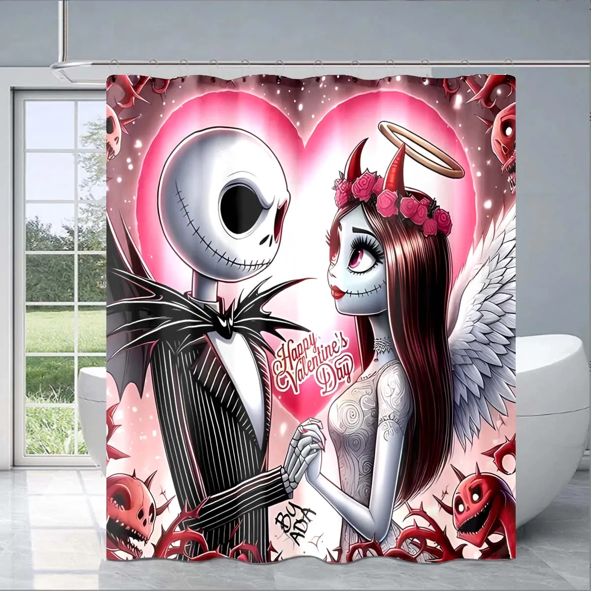 The Nightmare Before Christmas Cartoon Shower Curtain 3D Printing Waterproof Bathroom Decoration Curtain Exquisite Family Gifts