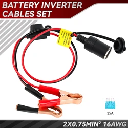 Universal 12V Car Cigar Cigarette Lighter To Battery Alligator Clip Clamp 15A Fuse Splitter Adapter Power Socket Plug Cable Wire
