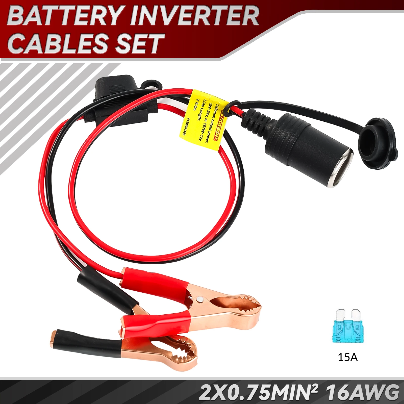 Uniwersalna zapalniczka samochodowa 12V do akumulatora zacisk krokodylkowy 15A bezpiecznik rozdzielacz Adapter gniazdo zasilania przewód kablowy