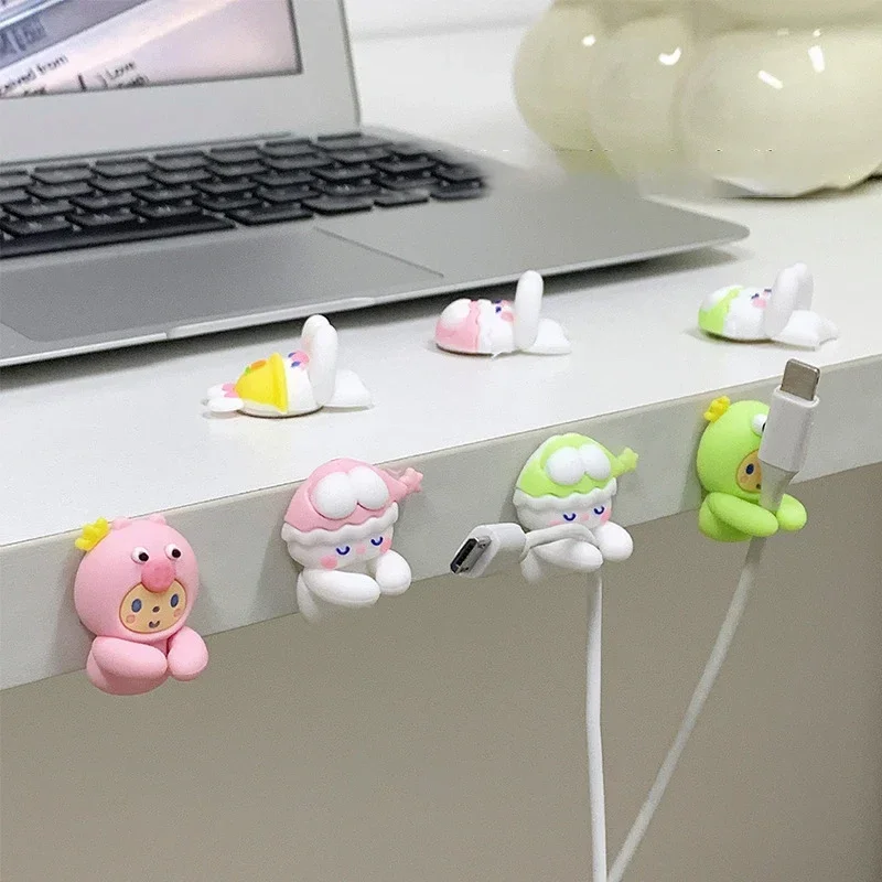 2 pezzi Kawaii Cartoon Organizzatore di cavi Caricatore USB carino Linea dati Filo Ganci da parete Supporto per cavo Auricolare Avvolgicavo Organizzatore da scrivania