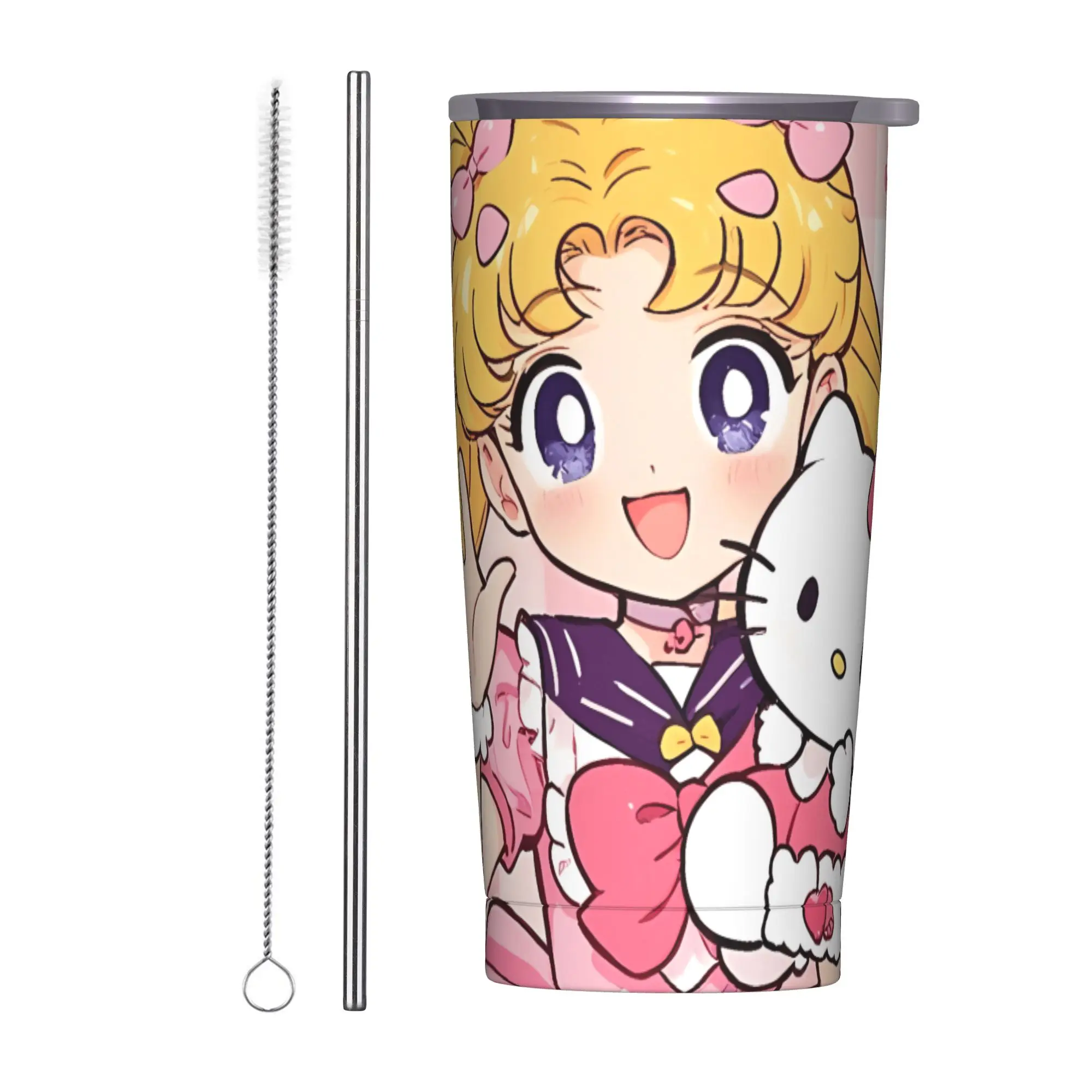 

Stainless Steel Tumbler Sailor Moon Car Mugs With Straws Camping Hot Drinks Water Bottle Leakproof Large Coffee Mug