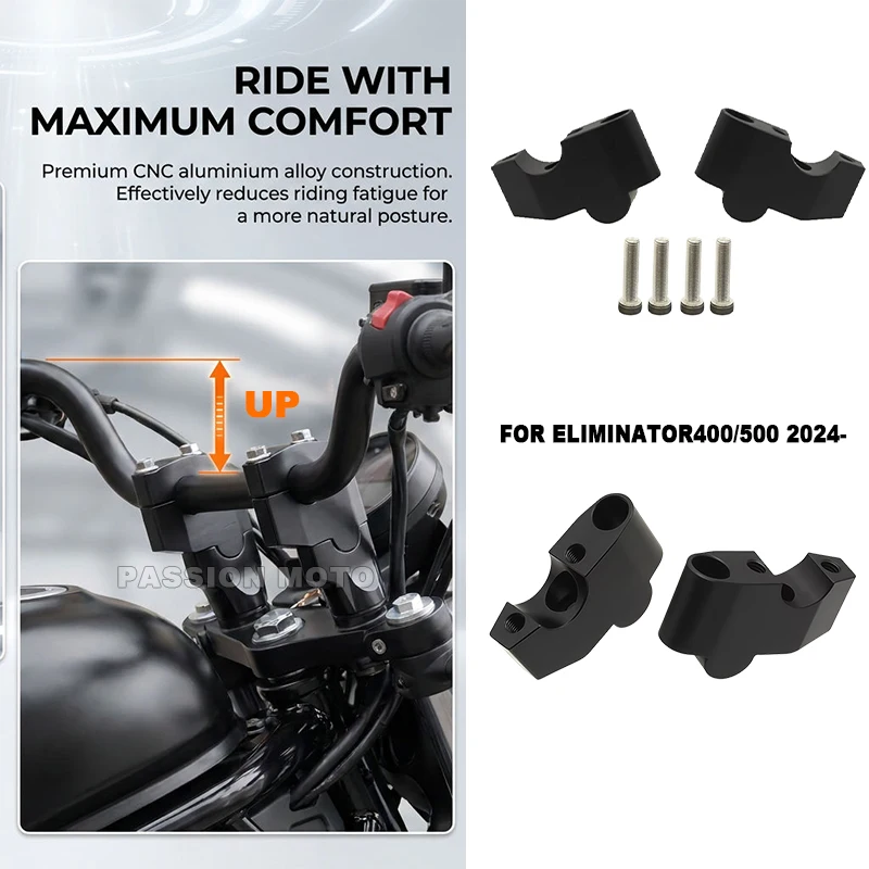Motorcycle CNC Handlebar Mount Riser Handlebar Clamp Raised Extend For Kawasaki Eliminator500 Eliminator400 Eliminator 500 2024